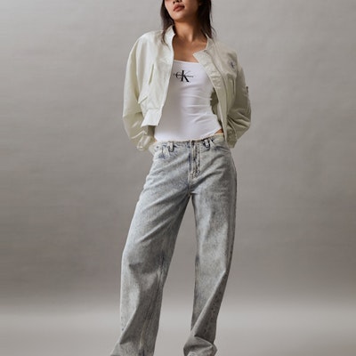 (Women) Calvin Klein Letterman Short Baseball Collar Casual Jacket. J223720 Lookbook (Women) Calvin Klein Letterman Short Baseball Collar Casual Jacket. J223720