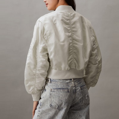 (Women) Calvin Klein Letterman Short Baseball Collar Casual Jacket. J223720 Shop (Women) Calvin Klein Letterman Short Baseball Collar Casual Jacket. J223720