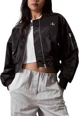 (Women) Calvin Klein Letterman Short Baseball Collar Casual Jacket. J223720 Purchase (Women) Calvin Klein Letterman Short Baseball Collar Casual Jacket. J223720