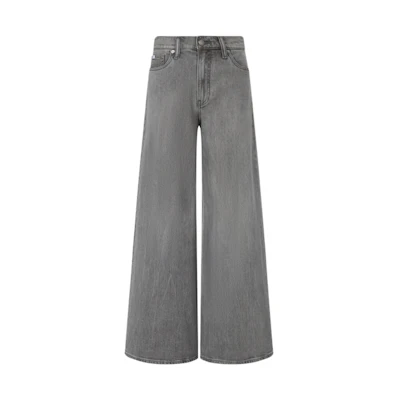(Women) Calvin Klein Low-Rise Washed Wide-Leg Stretch Jeans Denim Gray J2210241BZ