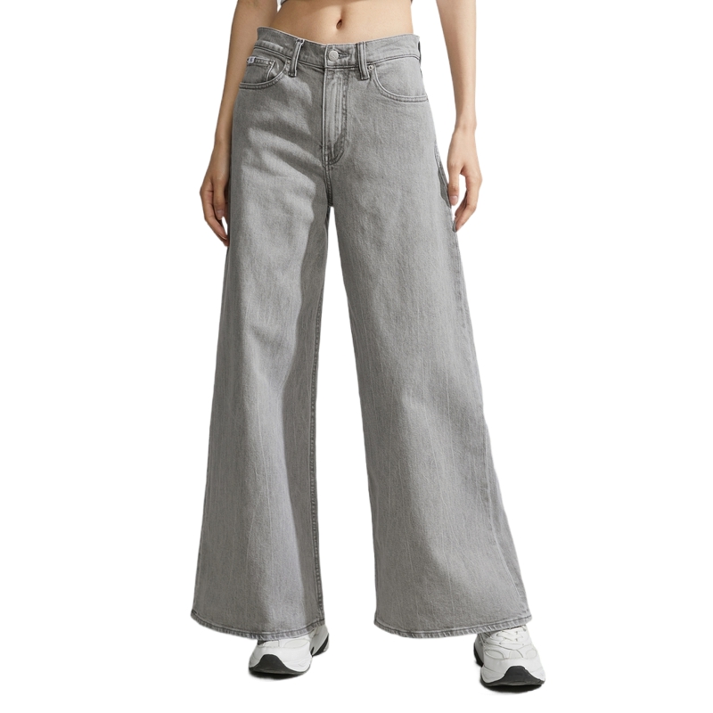 (Women) Calvin Klein  Low-Rise Washed Wide-Leg Stretch Jeans Denim Gray J2210241BZ 圖 5