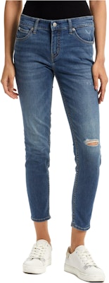 (Women) CALVIN KLEIN Mid-Rise Ripped Cropped Jeans Denim Blue. J218736-1A4 Buy (Women) CALVIN KLEIN Mid-Rise Ripped Cropped Jeans Denim Blue. J218736-1A4