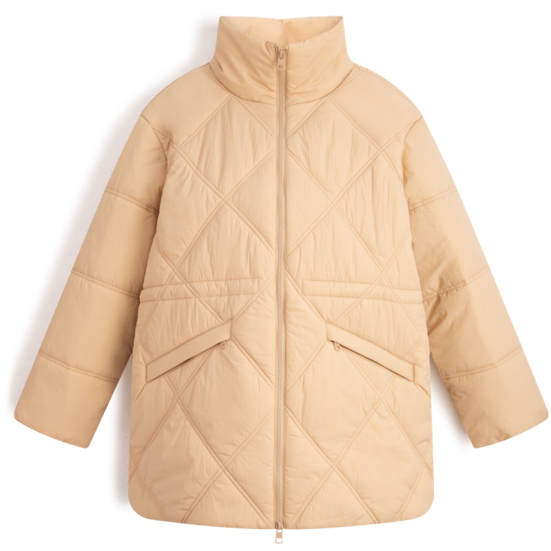 (Women) Calvin Klein  Quilted Lightweight Stand Collar Jacket Ivory Yellow J223843