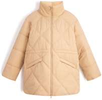 (Women) Calvin Klein Quilted Lightweight Stand Collar Jacket Ivory Yellow J223843 (Women) Calvin Klein Quilted Lightweight Stand Collar Jacket Ivory Yellow J223843