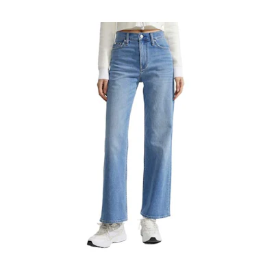 (Women) Calvin Klein Retro High-Waist Wide-Leg Light Wash Jeans. J223367