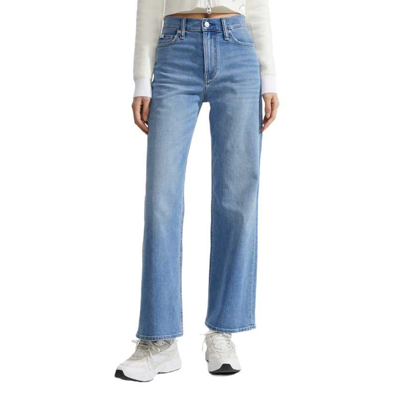 (Women) Calvin Klein  Retro High-Waist Wide-Leg Light Wash Jeans. J223367 圖 2