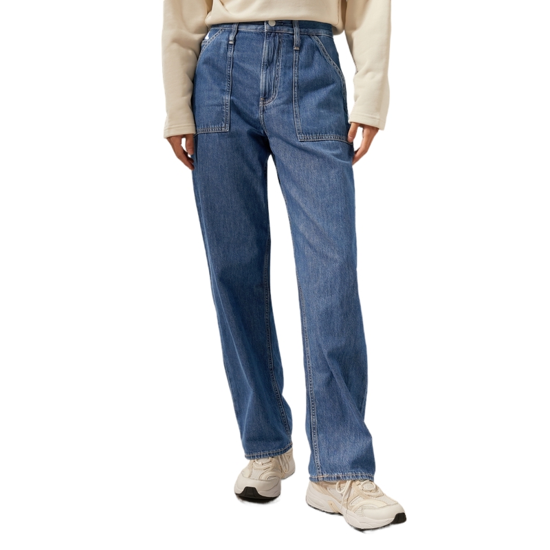 (Women) CALVIN KLEIN  Retro High-Waisted Loose Fit Denim Jeans Blue. J223955 圖 4