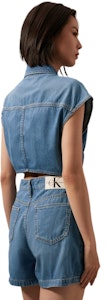 (W) カルバン クライン レトロ ノースリーブ デニム ロンパー ライトブルー J223960 Purchase (W) カルバン クライン レトロ ノースリーブ デニム ロンパー ライトブルー J223960