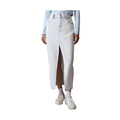 (Women) Calvin Klein Retro Split Denim Pencil Skirt Light Blue J223482-1AA
