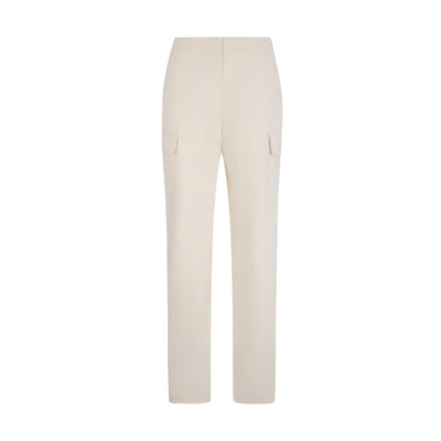 (Women) Calvin Klein Retro Straight-Leg Casual Pants Oatmeal White. 40WK627