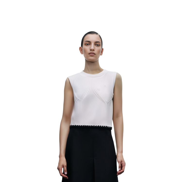 Cheap (W) Calvin Klein Baju Tanpa Lengan Berenda dengan Rekaan Asimetris Sulam. J222846