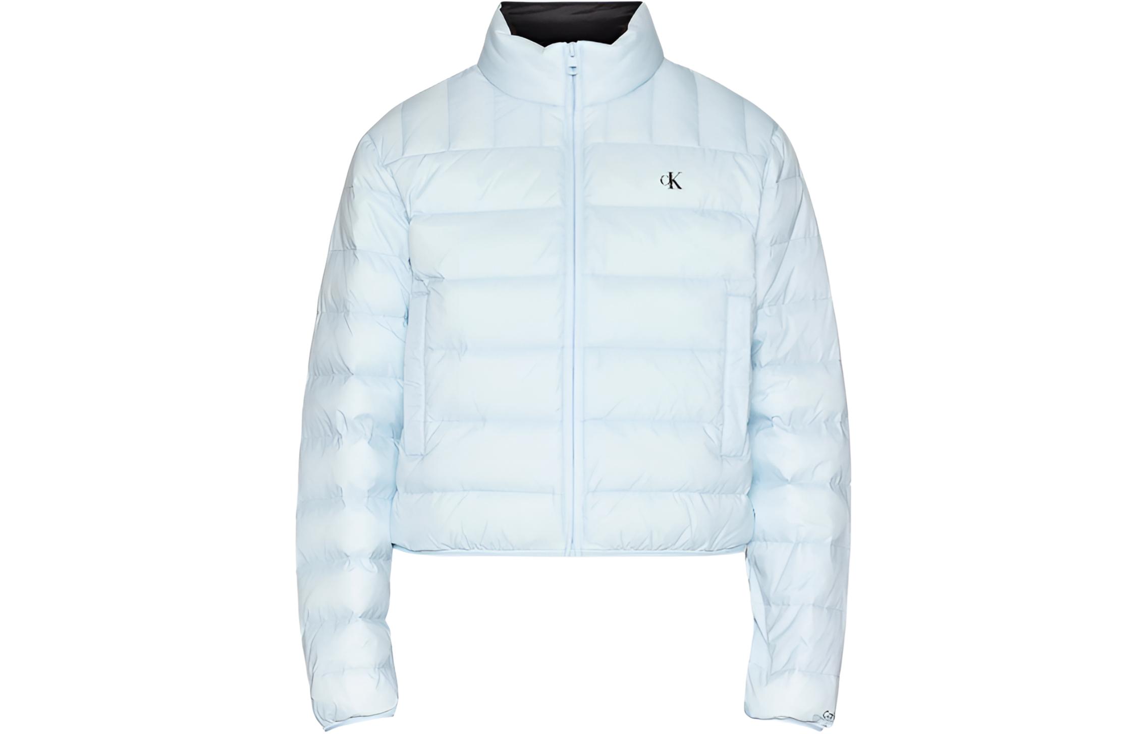 (Women) Calvin Klein  Solid Light Blue Puffer Jacket with Logo Print. J20J222585-CYR
