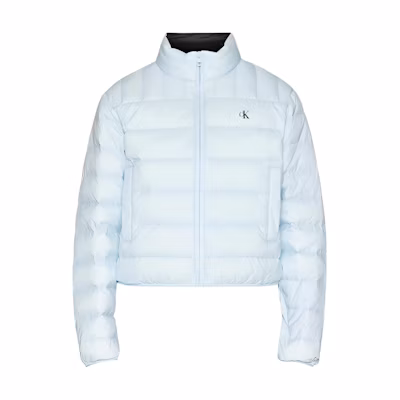 (Women) Calvin Klein Solid Light Blue Puffer Jacket with Logo Print. J20J222585-CYR