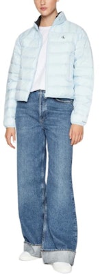 (Women) Calvin Klein Solid Light Blue Puffer Jacket with Logo Print. J20J222585-CYR Shop (Women) Calvin Klein Solid Light Blue Puffer Jacket with Logo Print. J20J222585-CYR