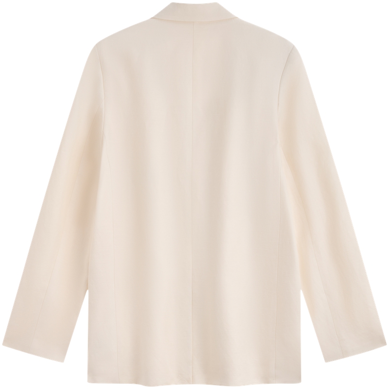 Lookbook (W) Calvin Klein 夏季亞麻拼接西裝外套 燕麥白色款式 西裝領設計. 40WK551