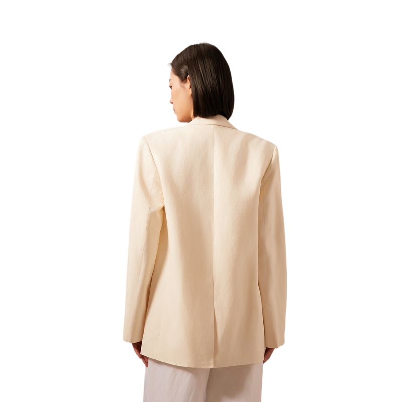 Purchase (W) Calvin Klein 夏季亞麻拼接西裝外套 燕麥白色款式 西裝領設計. 40WK551