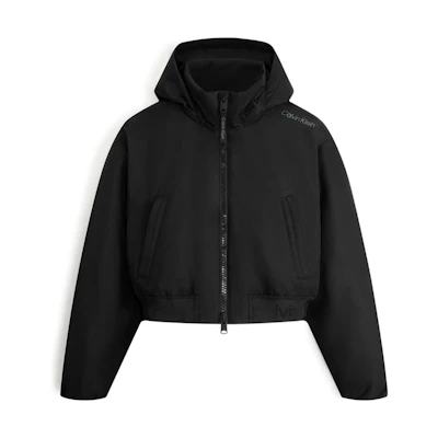 (Women) Calvin Klein Tech Waterproof Packable Hooded Jacket Space Black. 4WF3O506001