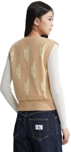 (W) CALVIN KLEIN Suéter Tejido Escote en V Capas Marfil Amarillo Estilo Casual. J222942 Purchase (W) CALVIN KLEIN Suéter Tejido Escote en V Capas Marfil Amarillo Estilo Casual. J222942