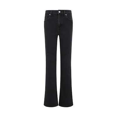 (Women) Calvin Klein Vintage High-Waist Straight-Leg Washed Black Jeans. J223947