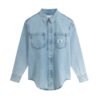 (Women) Calvin Klein Vintage Loose Fit Light Blue Denim Shirt. J223472