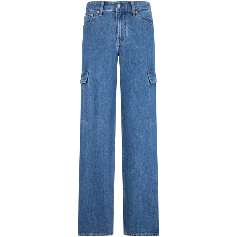 (Women) CALVIN KLEIN  Vintage Low-Rise Loose Fit Denim Jeans in Blue. J224275