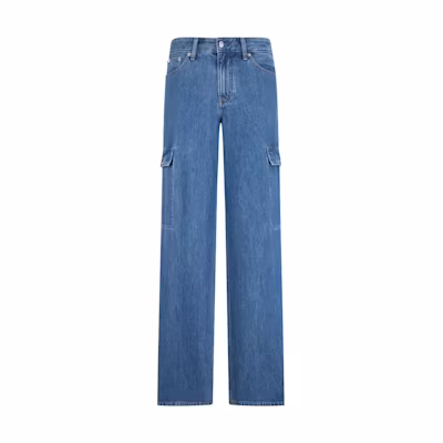 (Women) CALVIN KLEIN Vintage Low-Rise Loose Fit Denim Jeans in Blue. J224275