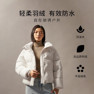 (Women) Calvin Klein Waterproof Down Jacket with Velvet Collar. J224788 2