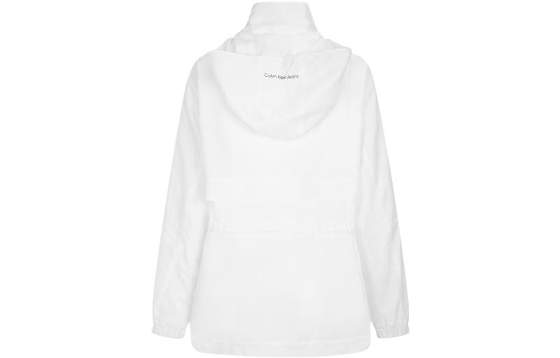Lookbook (Women) CALVIN KLEIN  White Hooded Jacket with Embroidered Logo and Drawstring Waist J218892-YAF