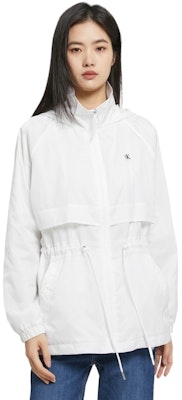 (Women) CALVIN KLEIN White Hooded Jacket with Embroidered Logo and Drawstring Waist J218892-YAF Purchase (Women) CALVIN KLEIN White Hooded Jacket with Embroidered Logo and Drawstring Waist J218892-YAF
