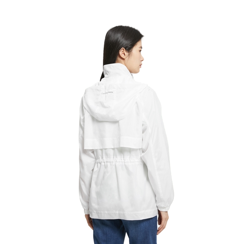 Details for (Women) CALVIN KLEIN  White Hooded Jacket with Embroidered Logo and Drawstring Waist J218892-YAF