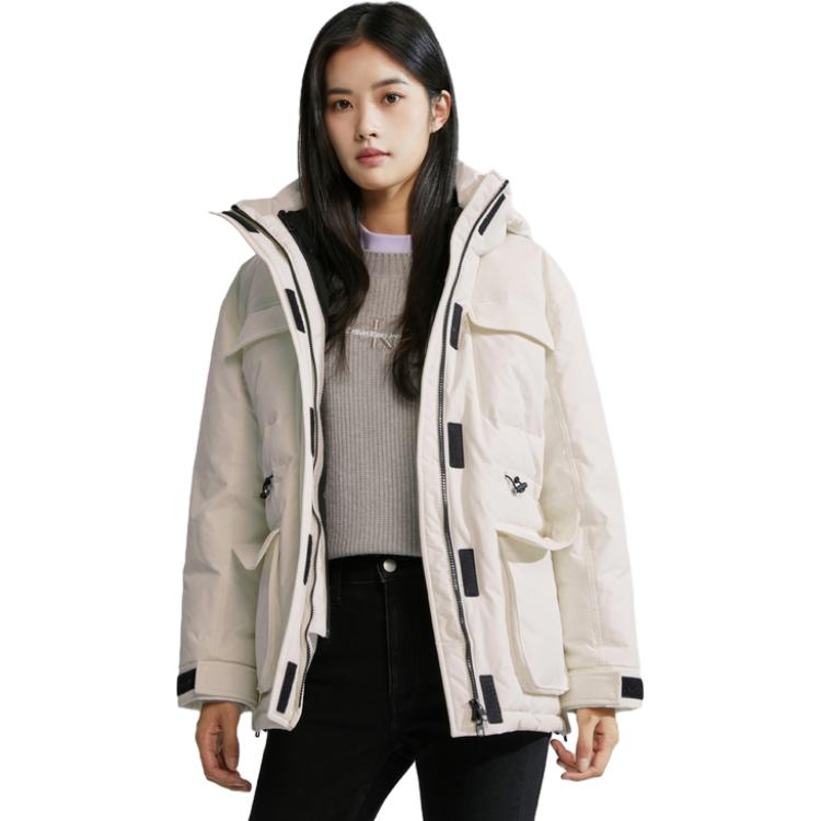 Lookbook (W) 卡尔文克雷恩防风防水夹克奶白色冬季休闲外套 J222322-YBI