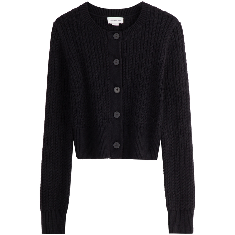 (Women) Calvin Klein  Wool Blend Cable Knit Button Cardigan Sweater. J224570