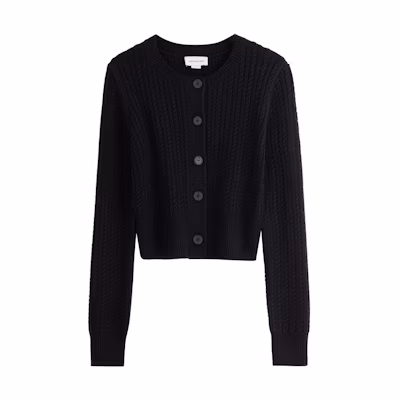 (Women) Calvin Klein Wool Blend Cable Knit Button Cardigan Sweater. J224570