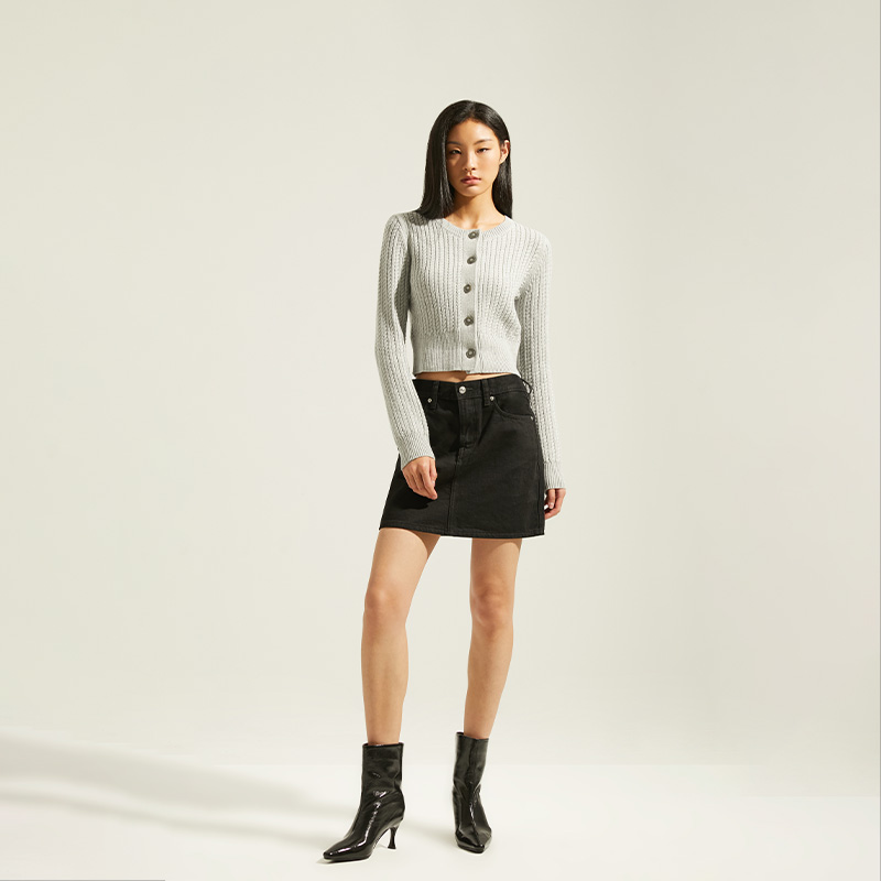 (Women) Calvin Klein  Wool Blend Cable Knit Button Cardigan Sweater. J224570 圖 9