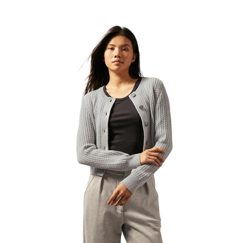 (Women) Calvin Klein  Wool Blend Cable Knit Button Cardigan Sweater. J224570 圖 10