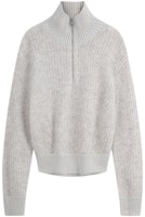 (Women) Calvin Klein Wool Blend Embroidered Half-Zip Sweater Pearl Grey. J224565 (Women) Calvin Klein Wool Blend Embroidered Half-Zip Sweater Pearl Grey. J224565