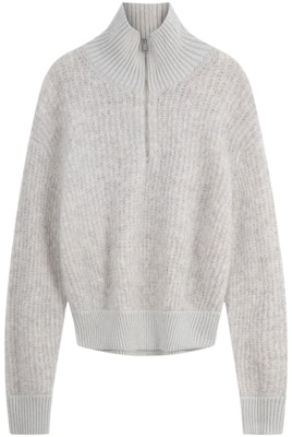 (Women) Calvin Klein Wool Blend Embroidered Half-Zip Sweater Pearl Grey. J224565 Buy (Women) Calvin Klein Wool Blend Embroidered Half-Zip Sweater Pearl Grey. J224565