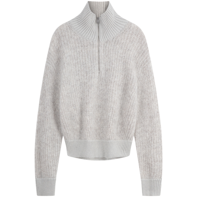 Order (Women) Calvin Klein  Wool Blend Embroidered Half-Zip Sweater Pearl Grey. J224565