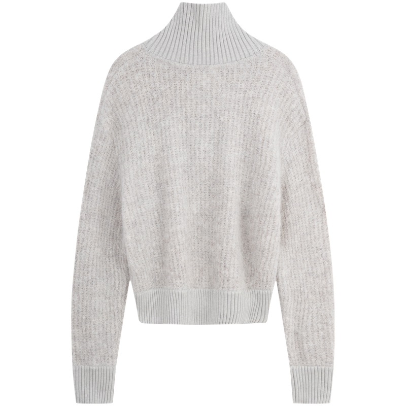 Purchase (Women) Calvin Klein  Wool Blend Embroidered Half-Zip Sweater Pearl Grey. J224565