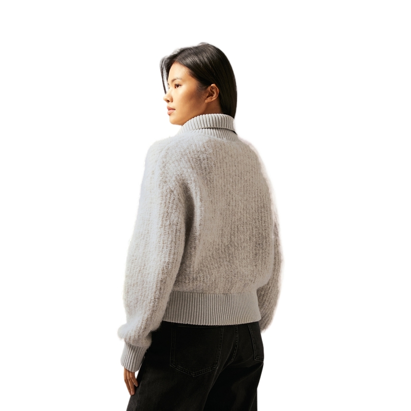 Sizing (Women) Calvin Klein  Wool Blend Embroidered Half-Zip Sweater Pearl Grey. J224565