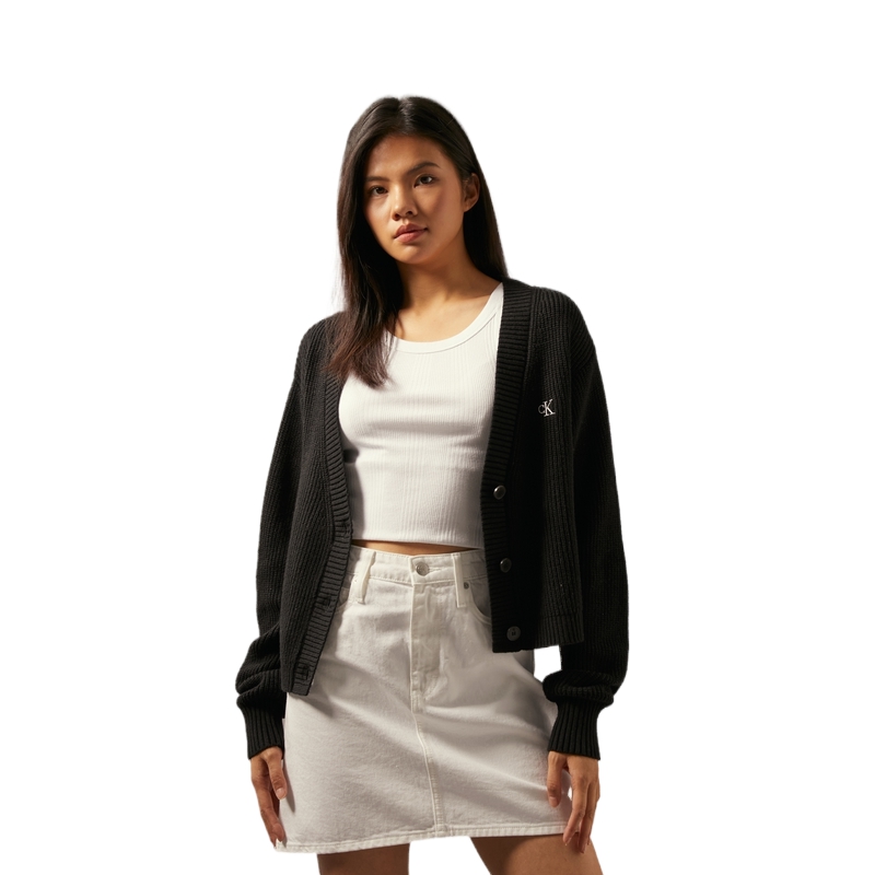 (Women) Calvin Klein  Wool Blend V-Neck Button Knit Cardigan Sweater. J224775 圖 11