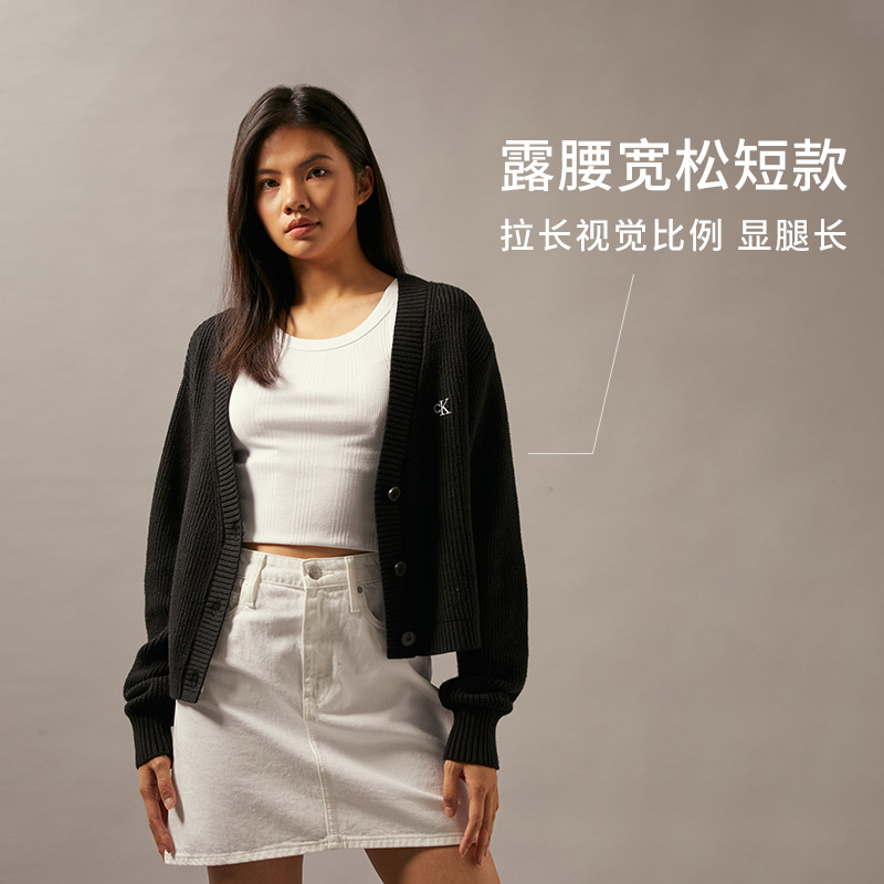 (Women) Calvin Klein  Wool Blend V-Neck Button Knit Cardigan Sweater. J224775 圖 8