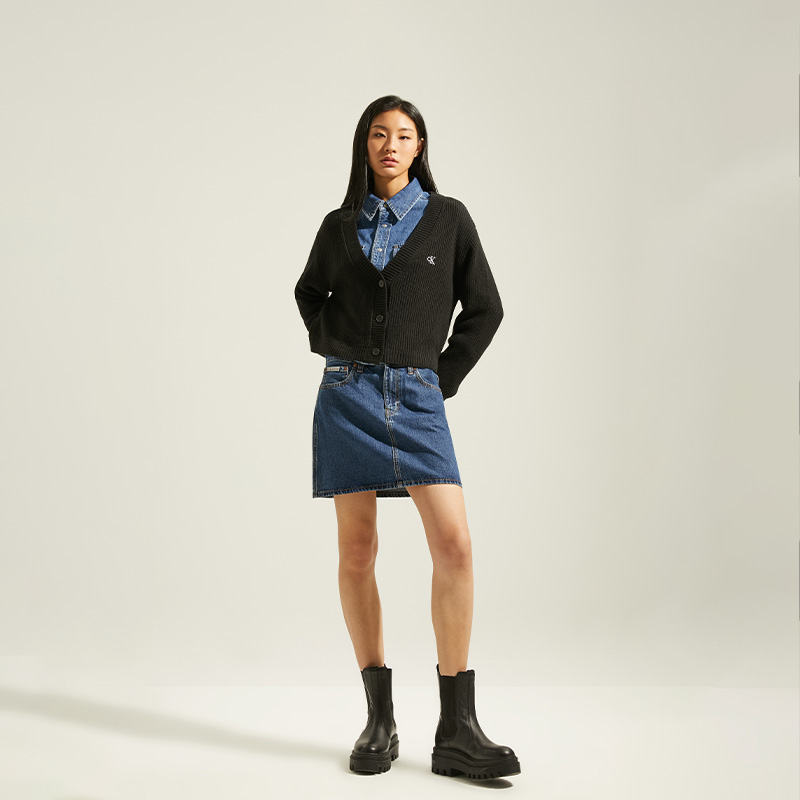 (Women) Calvin Klein  Wool Blend V-Neck Button Knit Cardigan Sweater. J224775 圖 9