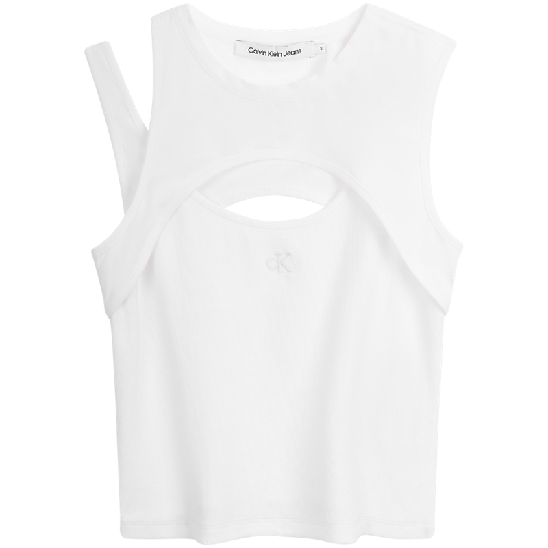 (Women) Calvin Klein Asymmetric Cutout Tank Top Moonlight White J223349