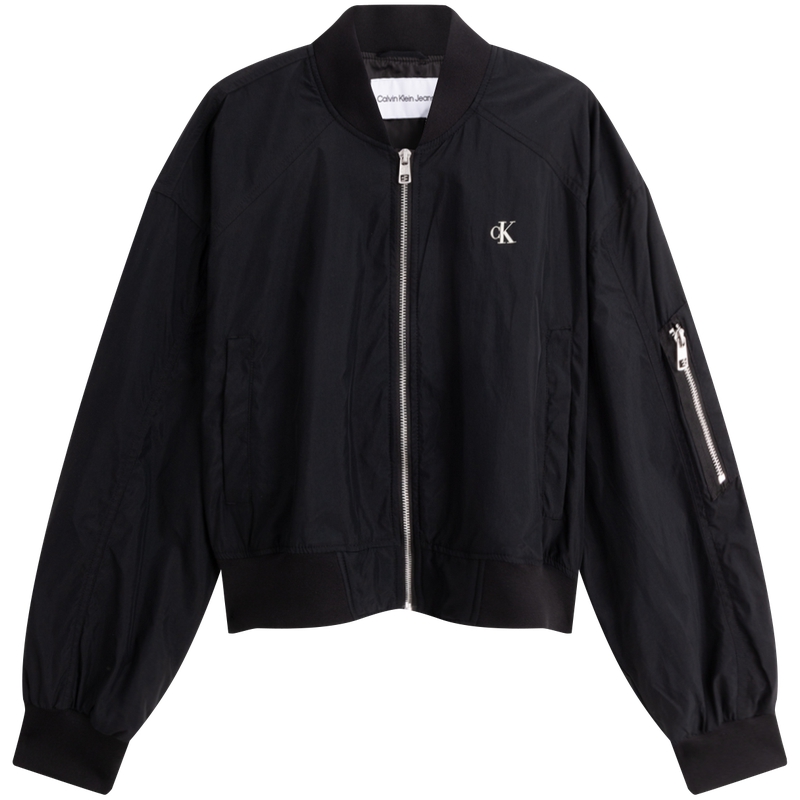 (Women) Calvin Klein Autumn Letter Print Loose Bomber Jacket J223496