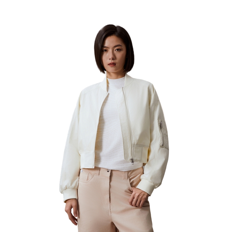 Cheap (W) 卡尔文·克莱秋季字母印花宽松飞行员夹克 J223496