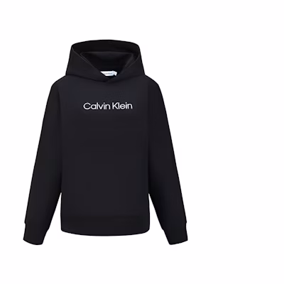 (Women) Calvin Klein Black Hoodie with Embroidered Lettering 40WH106-001