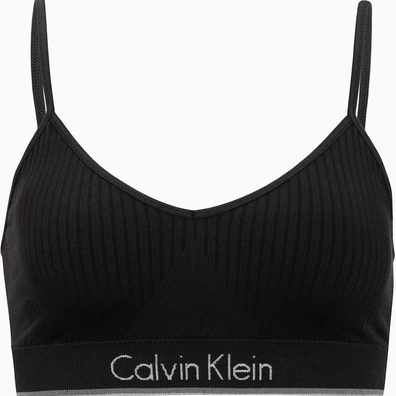 (Women) Calvin Klein Black Ribbed Wireless Sports Bralette with Removable Pads QP2225OUB1