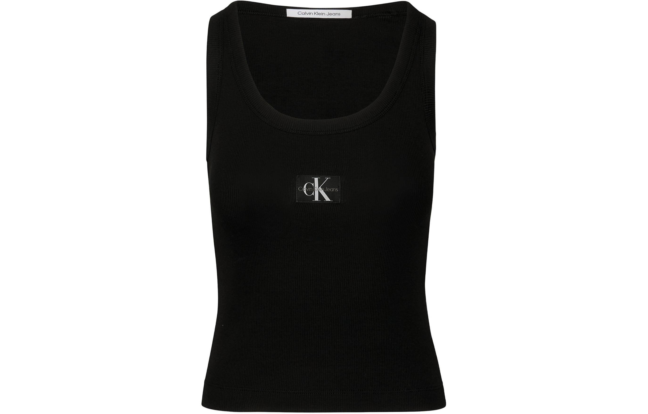 (Women) Calvin Klein Black Slim Fit Sleeveless Crop Tank Top J20J222566-BEH