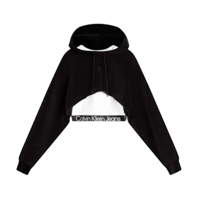 (Women) Calvin Klein Black/White Velvet Hoodie Tank Top Shorts Set J222299-BEH